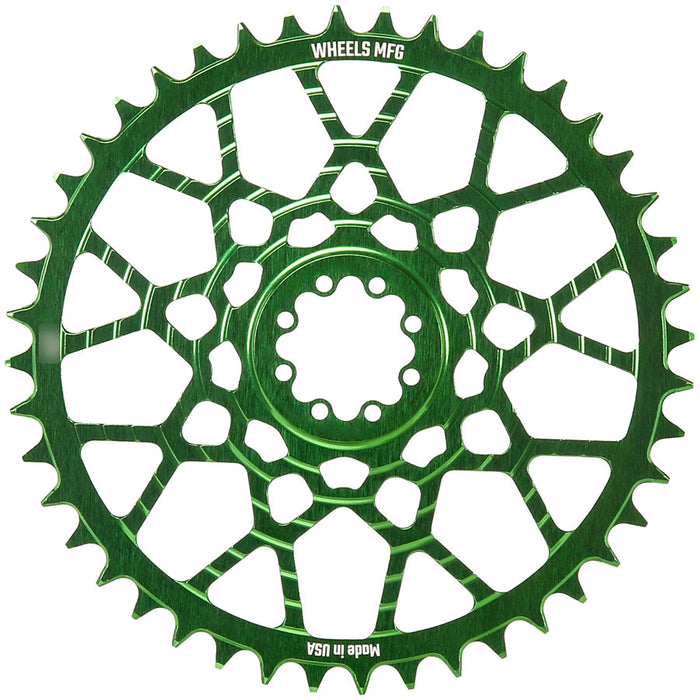 Wheels Manufacturing Gravel Direct Mount Chainring - 46t, SRAM 8-Bolt Direct Mount, 6.5mm Inboard Offset, T-Type Chain Compatible, Green