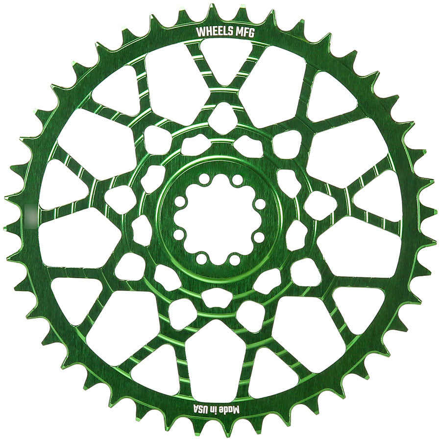 Wheels Manufacturing Gravel Direct Mount Chainring - 46t, SRAM 8-Bolt Direct Mount, 6.5mm Inboard Offset, T-Type Chain Compatible, Green