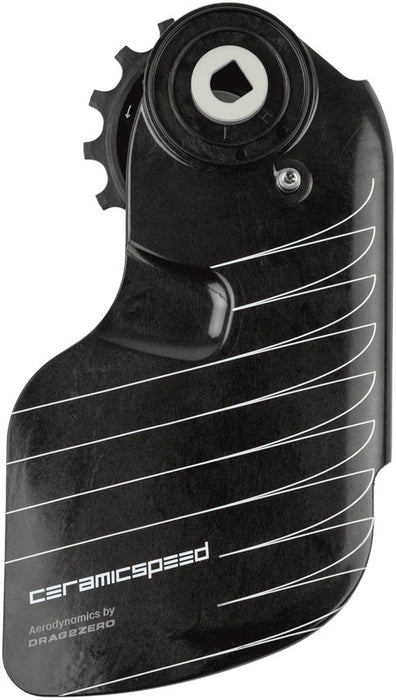 CeramicSpeed OSPW Pulley Wheel Aero Alpha System for SRAM Red D1/E1 and Force D1 AXS - ALPHA Aluminum Pulley, Carbon Cage, Black, v2