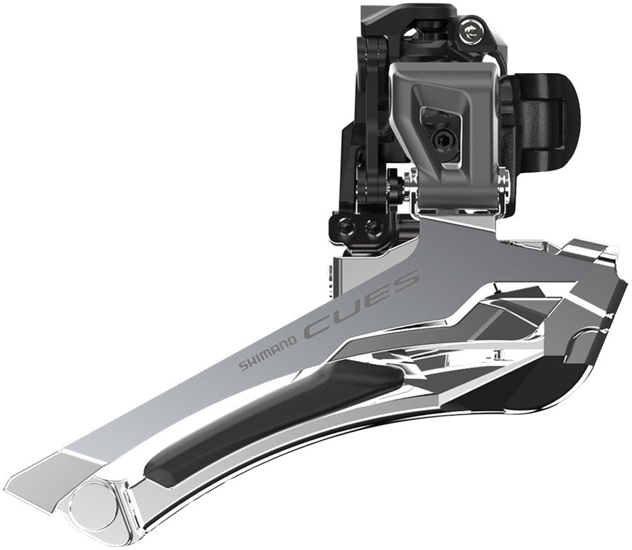 Shimano CUES FD-U6030-X Front Derailleur - 9/10-Speed, Double, Down-Swing, 34.9mm Band Clamp with Size Adapters, 46/50t Max, Black/S ilver