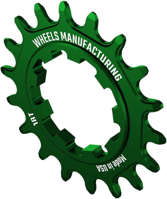Wheels Manufacturing SOLO-SPEED Cog - 18t, Fits SOLO-SPLINE and SOLO-XD kits, Green