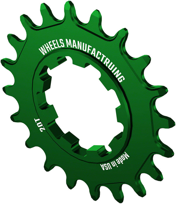 Wheels Manufacturing SOLO-SPEED Cog - 20t, Fits SOLO-SPLINE and SOLO-XD kits, Green