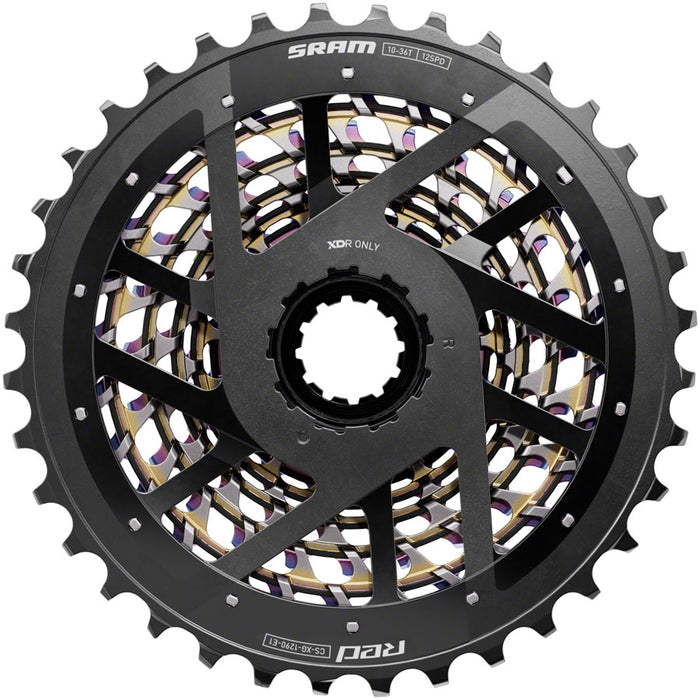 SRAM RED XG-1290 Cassette - 12-Speed, 10-36t, For XDR Driver Body, Rainbow, E1