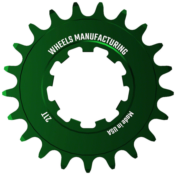 Wheels Manufacturing SOLO-SPEED Cog - 21t, Fits SOLO-SPLINE and SOLO-XD kits, Green