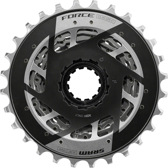 SRAM Force XG-1270 Cassette - 12-Speed, 10-28t, Silver, For XDR Driver Body, E1