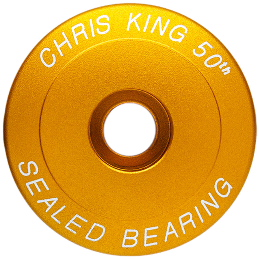 Chris King Headset Stem Cap - 1-1/8", Matte Gold 50th Anniversary