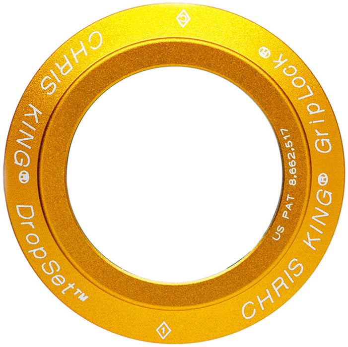 Chris King DropSet 5 Headset Bearing Cap and GripLock Assembly - Matte Gold 50th Anniversary
