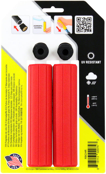 ESI grips MTB Ribbed Chunky Silicone Grips, Red