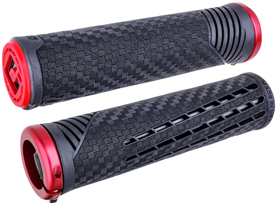 ODI CF V2.1 Grips - Black/Red/Red, Lock-On