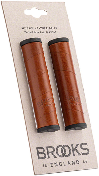 Brooks Willow Leather Grips - Honey, 130/130mm