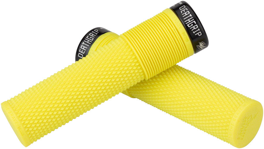 DMR Deathgrip Grips - Flangeless Thick Fluorescent Yellow Lock-On