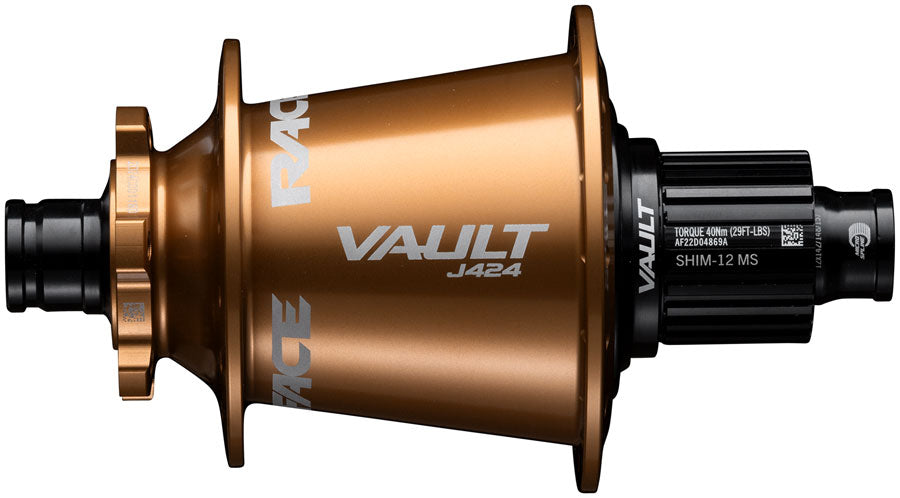 RaceFace Vault J-Bend 424 Rear Hub - 12 x 148mm, 6-Bolt, Micro Spline, Kashmoney Gold, 32H