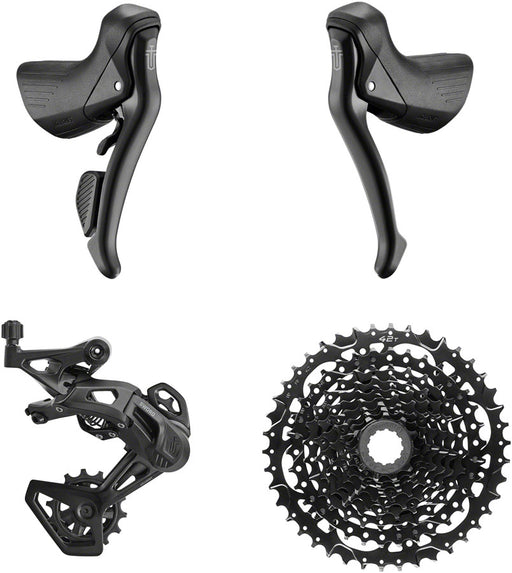 microSHIFT Sword Black 1x9-Speed Groupset - Includes Brake/Shifters, Rear Derailleur Medium Cage, 11-42t Cassette