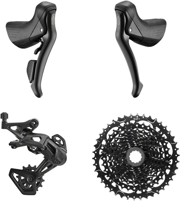microSHIFT Sword Black 1x9-Speed Groupset - Includes Brake/Shifters, Rear Derailleur Medium Cage, 11-42t Cassette