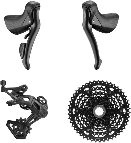 microSHIFT Sword Black 1x9-Speed Groupset - Includes Brake/Shifters, Rear Derailleur Medium Cage, 11-46t Cassette