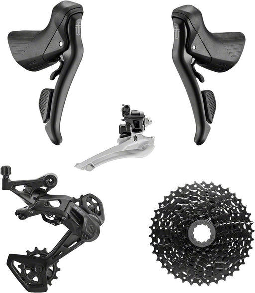 microSHIFT Sword Black 2x9-Speed Groupset - Includes Brake/Shifters, Front Derailler Braze-On, Rear Derailleur Long Cage, 11-38t Cassette