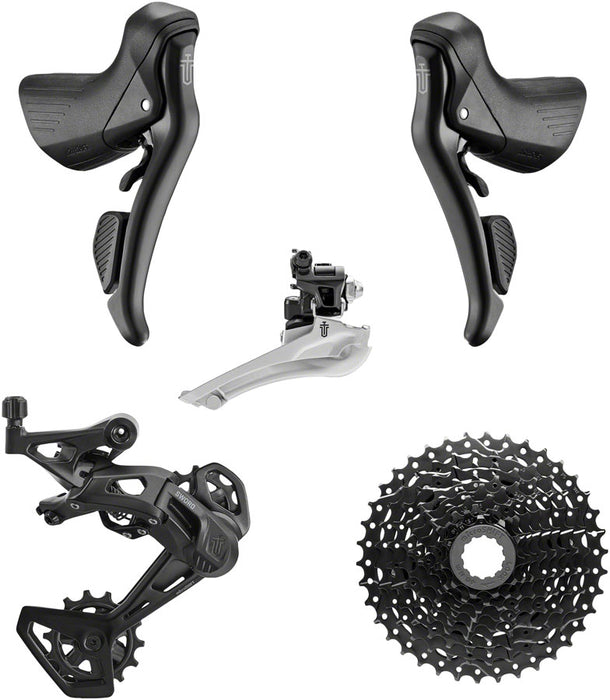 microSHIFT Sword Black 2x9-Speed Groupset - Includes Brake/Shifters, Front Derailler Braze-On, Rear Derailleur Long Cage, 11-38t Cassette