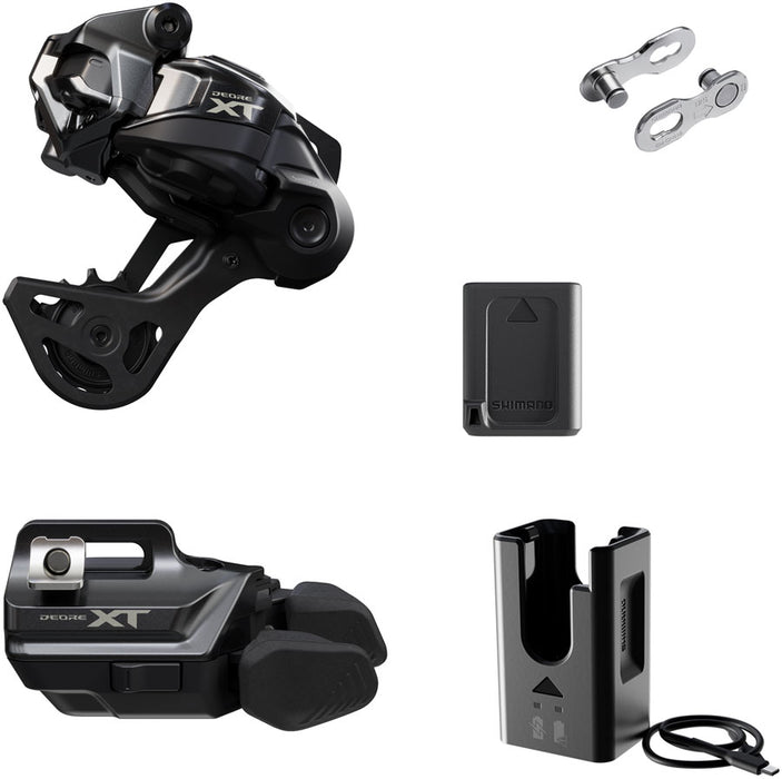 Shimano Deore XT M8250 Di2 Wireless Upgrade Kit - M8250-GS Rear Derailleur, M8250-IR I-SPEC EV Shifter, Battery, Charger, Quick Link