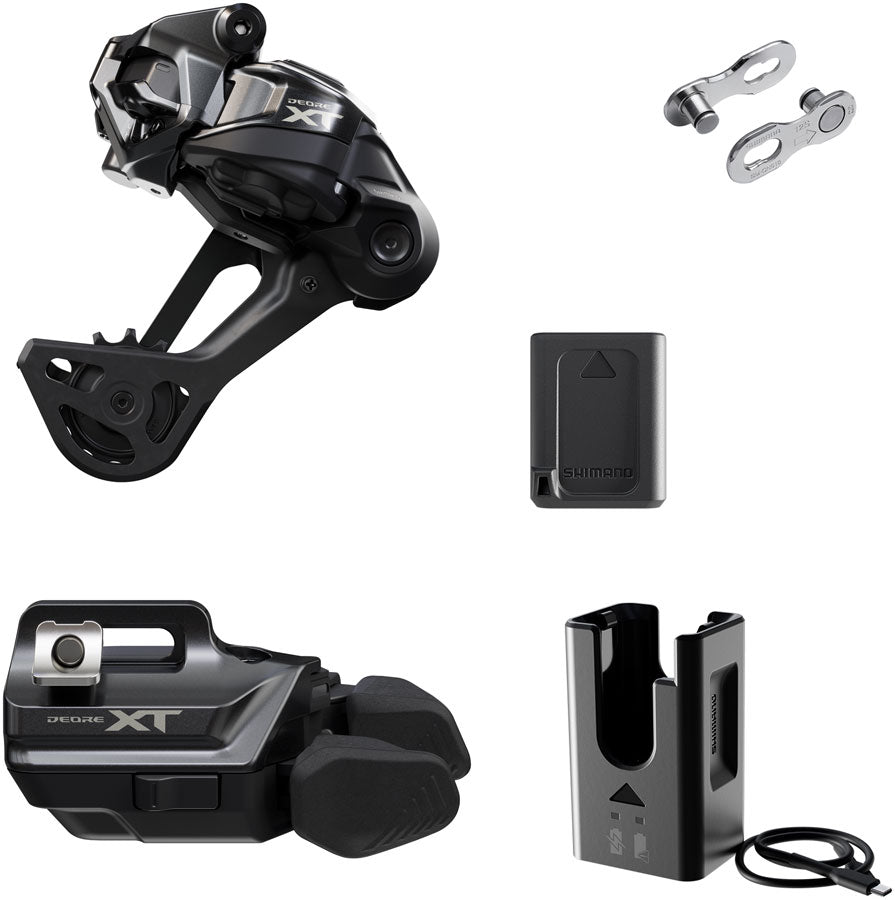 Shimano Deore XT M8250 Di2 Wireless Upgrade Kit - M8250-SGS Rear Derailleur, M8250-IR I-SPEC EV Shifter, Battery, Charger, Quick Link