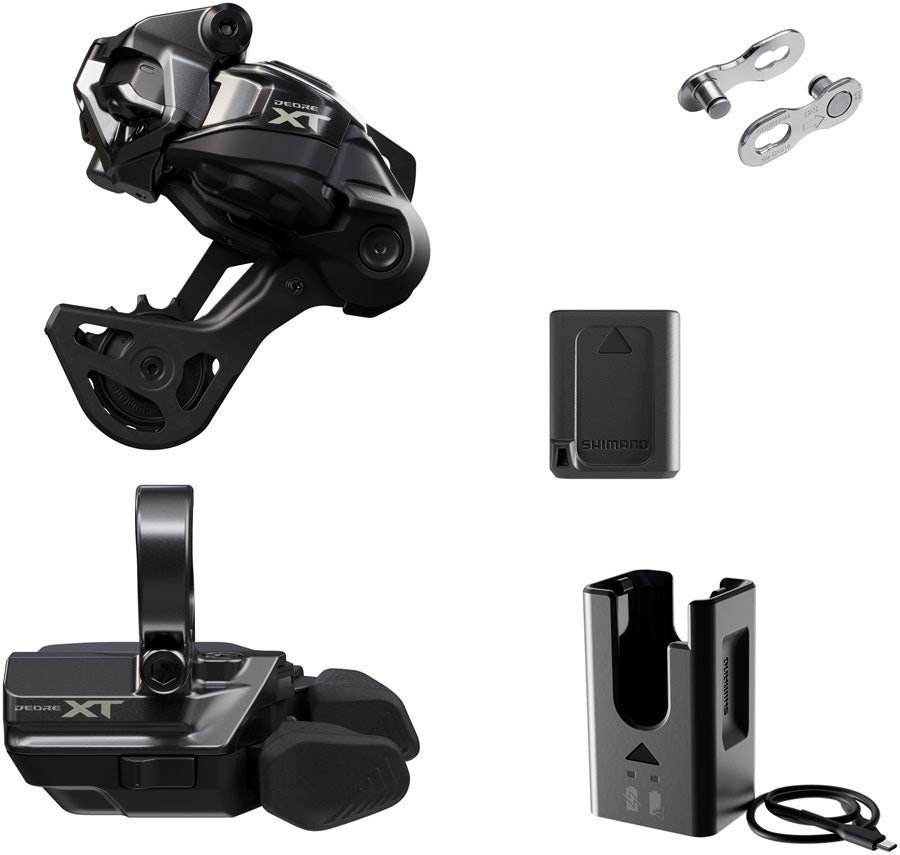 Shimano Deore XT M8250 Di2 Wireless Upgrade Kit - M8250-GS Rear Derailleur, M8250-R Shifter, Battery, Charger, Quick Link