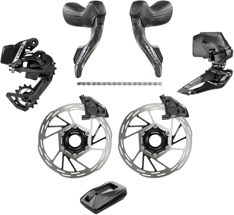SRAM Force eTap AXS Road Groupset - 2x12-Speed, HRD Shift/Brake Levers, FM Calipers, CL Rotors, Chain, F/R Derailleurs, E2