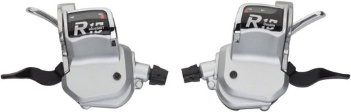 microSHIFT R10 Trigger Shifter Set - 10-Speed Road, Double, Optical Gear Indicator, Shimano Compatible, Silver