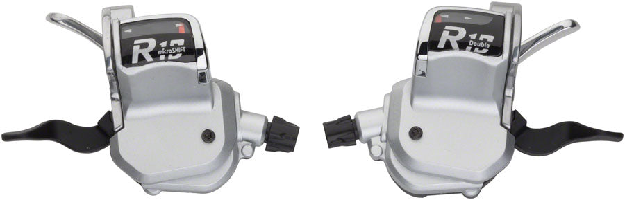 microSHIFT R10 Trigger Shifter Set - 10-Speed Road, Double, Optical Gear Indicator, Shimano Compatible, Silver