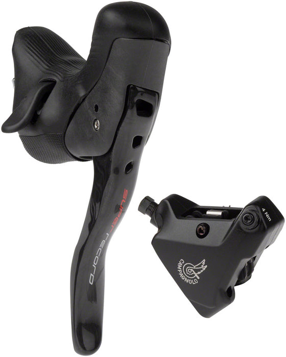 Campagnolo Super Record Ergopower EPS Hydraulic Brake/Shift Lever and Disc Caliper - Left/Front, 12-Speed, 140mm Flat Mount Caliper, Black
