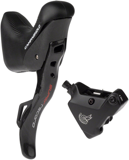 Campagnolo Super Record Ergopower EPS Hydraulic Brake/Shift Lever and Disc Caliper - Right/Rear, 12-Speed, 140mm Flat Mount Caliper, Black