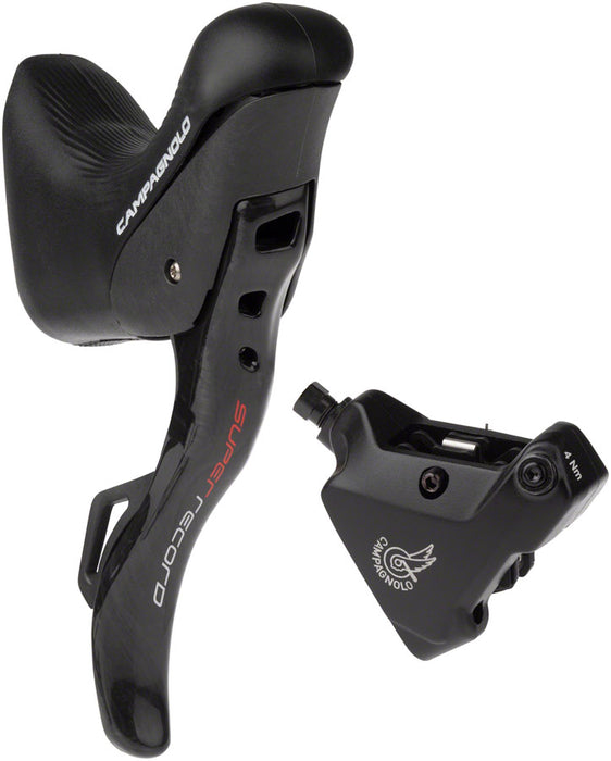 Campagnolo Super Record Ergopower EPS Hydraulic Brake/Shift Lever and Disc Caliper - Right/Rear, 12-Speed, 140mm Flat Mount Caliper, Black