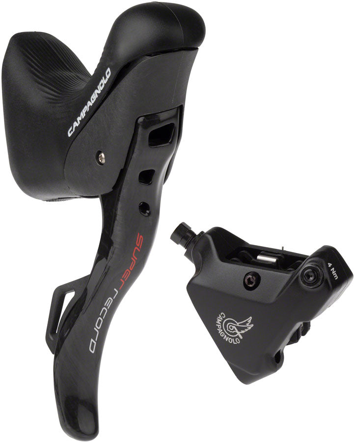 Campagnolo Super Record Ergopower EPS Hydraulic Brake/Shift Lever and Disc Caliper - Right/Rear, 12-Speed, 140mm Flat Mount Caliper, Black