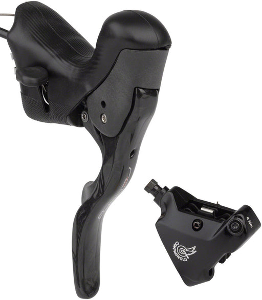 Campagnolo Record Ergopower Hydraulic Brake/Shift Lever and Disc Caliper - Left/Front, 12-Speed, 160mm Flat Mount Caliper, Black