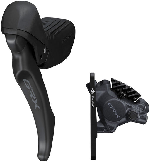 Shimano GRX BL-RX610 Brake Lever with BR-RX410 Hydraulic Disc Brake Caliper - Left/Front, Flat Mount Caliper, Black