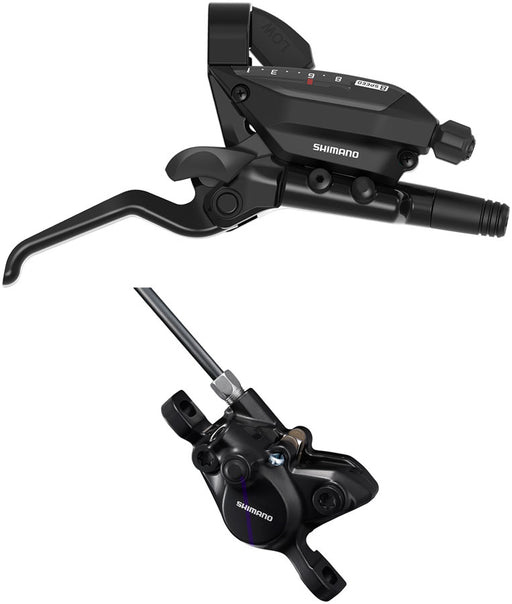Shimano ST-EF515-8R EZ Fire Plus Shift/Brake Lever with BR-MT200 Disc Brake Caliper - Right/Rear, 8-Speed, Post Mount, 2-Piston,  Black