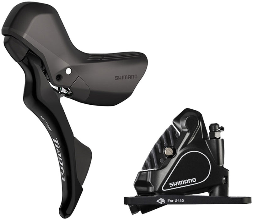 Shimano Tiagra ST-R4020-LA Shift/Brake Lever with BR-RS405 Front Hydraulic Disc Brake Caliper - Left/Front, 2x, Flat Mount, Black