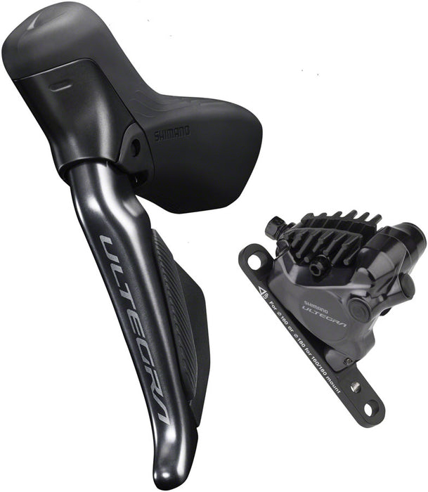 Shimano Ultegra ST-R8170E Di2 Shift/Brake Lever with BR-R8170 Hydraulic Disc Brake Caliper - Left/Front, 2x, Flat Mount, Black