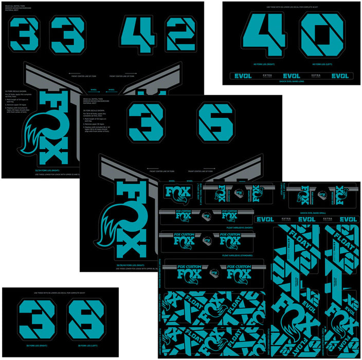 Fox Shox Custom Decal Kit, Turquoise 803-01-735