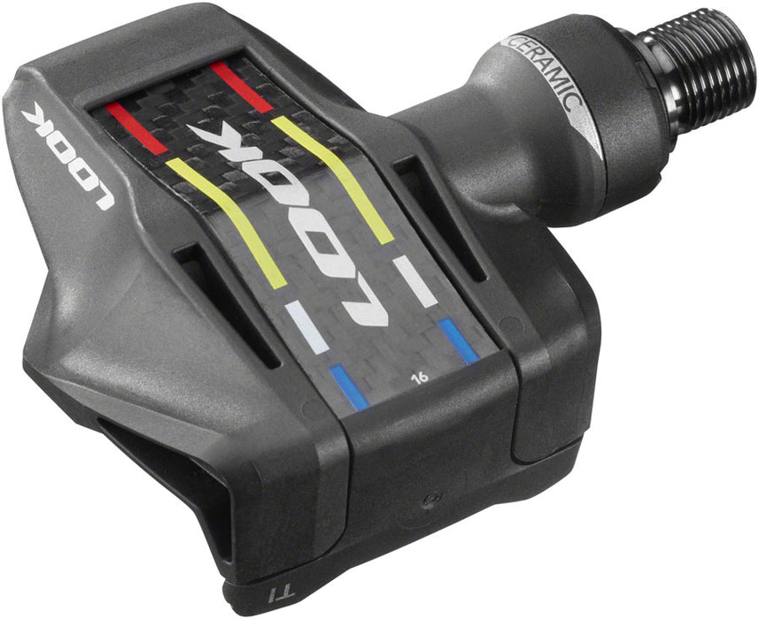 LOOK KEO Blade Carbon Ceramic Ti Pedals - Single Sided Clipless, Titanium, 9/16", Black. 53mm QF, 16Nm