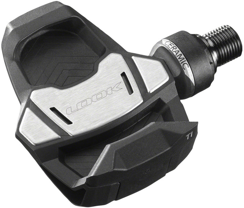 LOOK KEO Blade Carbon Ceramic Ti Pedals - Single Sided Clipless, Titanium, 9/16", Black. 53mm QF, 16Nm