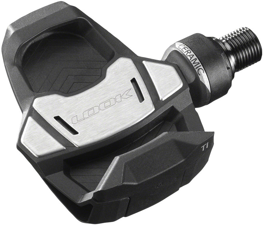 LOOK KEO Blade Carbon Ceramic Ti Pedals - Single Sided Clipless, Titanium, 9/16", Black. 53mm QF, 16Nm