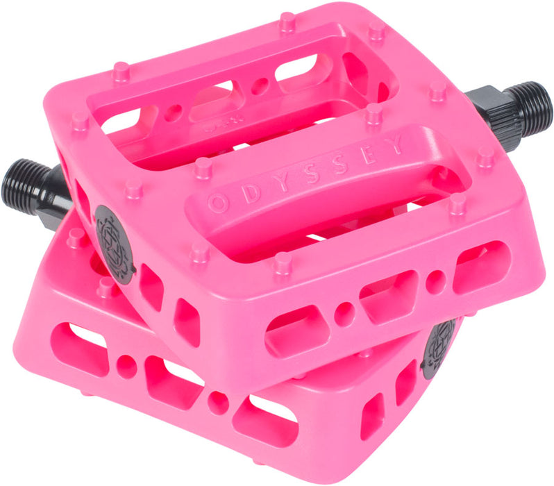 Odyssey Twisted Pro PC Pedals - Platform, Composite/Plastic, 9/16", Hot Pink