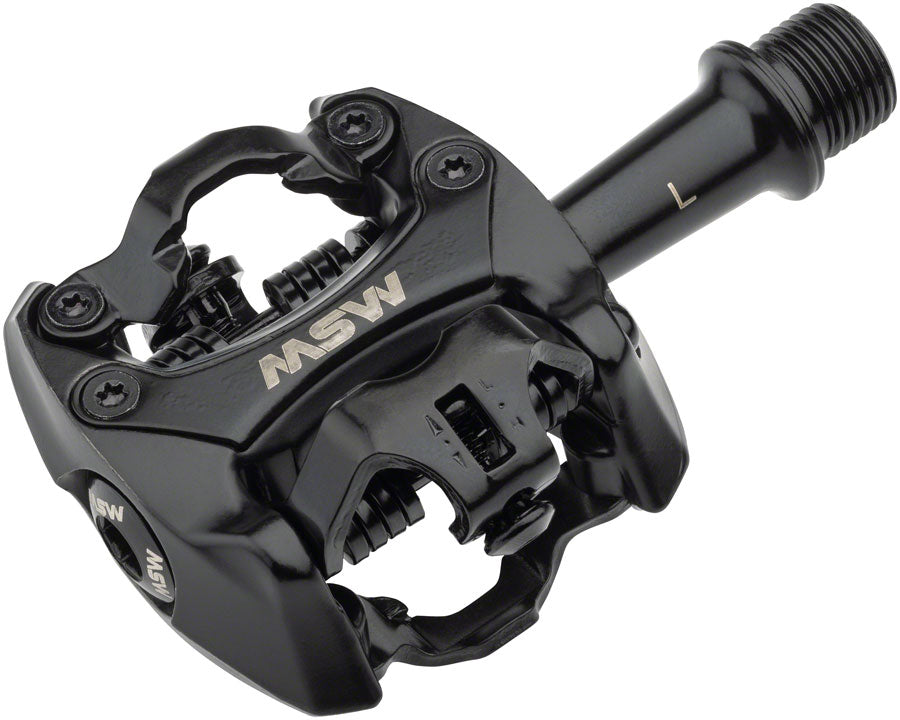 MSW Flash II Pedals - Dual Sided Clipless, Aluminum, 9/16", Black