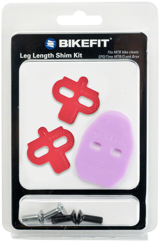 BikeFit Leg Length Shims - MTB/SPD/Time/Crank Bros Compatible, 2-Hole, 3mm, 1-Pack Kit