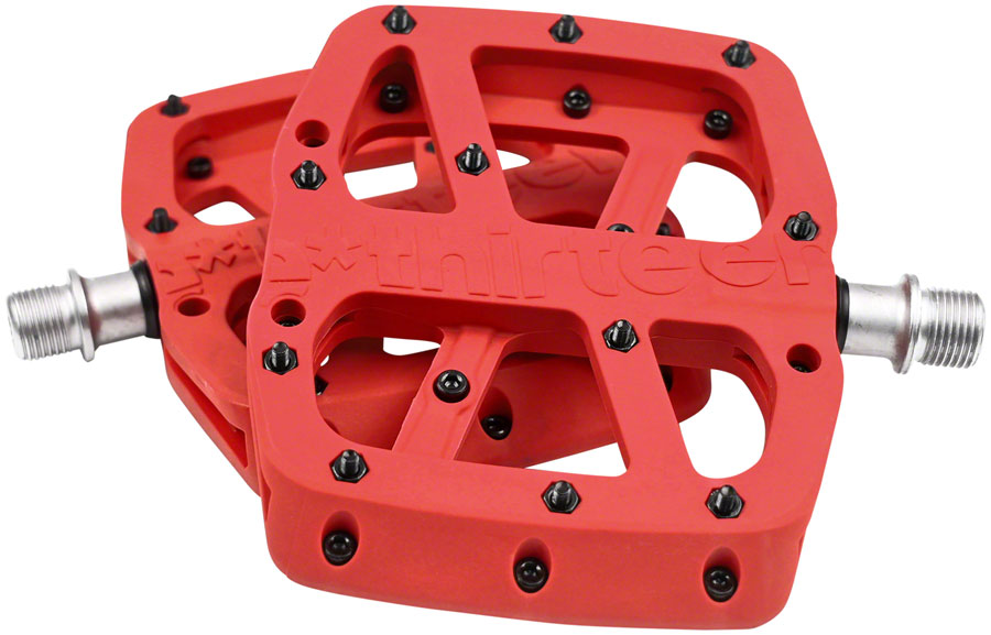 E*thirteen Base Platform Pedals, Composite Body - Red