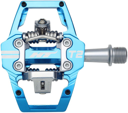 HT Components T2 Pedals - Dual Sided Clipless with Platform, Aluminum, 9/16", Marine Blue
