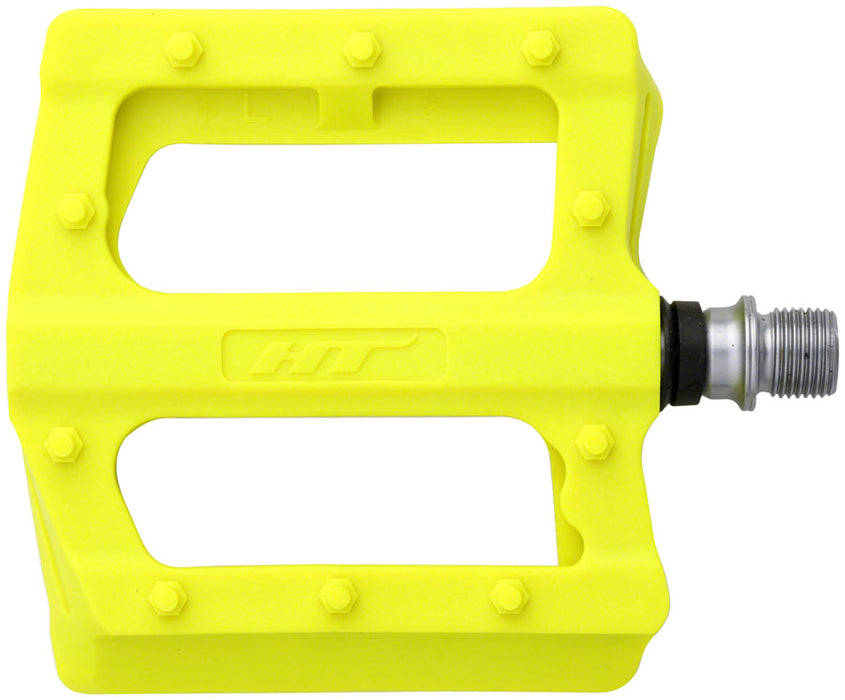 HT Components PA12 Pedals - Platform, Composite, 9/16", Neon Yellow