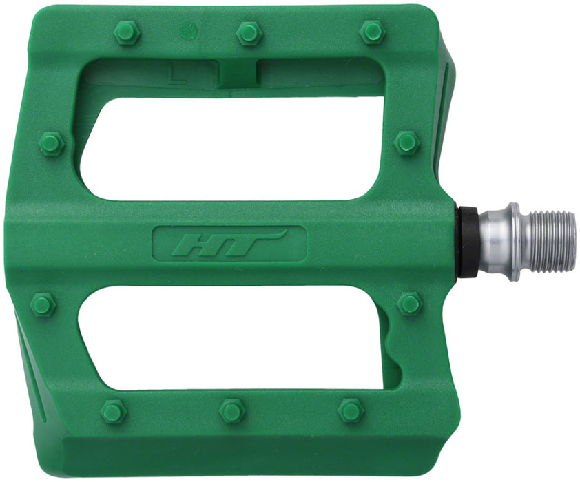 HT Components PA12 Pedals - Platform, Composite, 9/16", Green