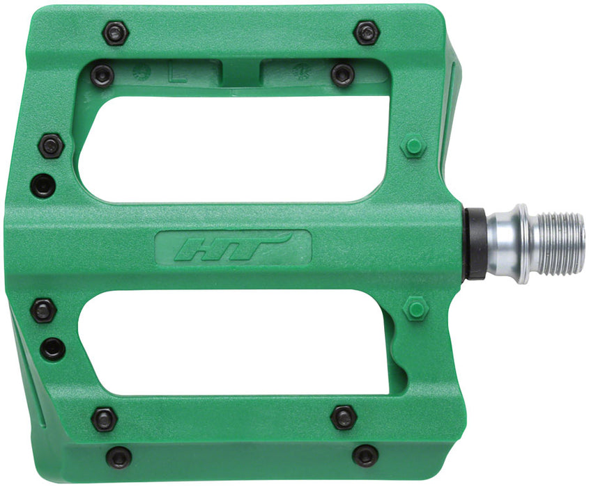 HT Components PA12A Pedals - Platform, Composite, 9/16", Green
