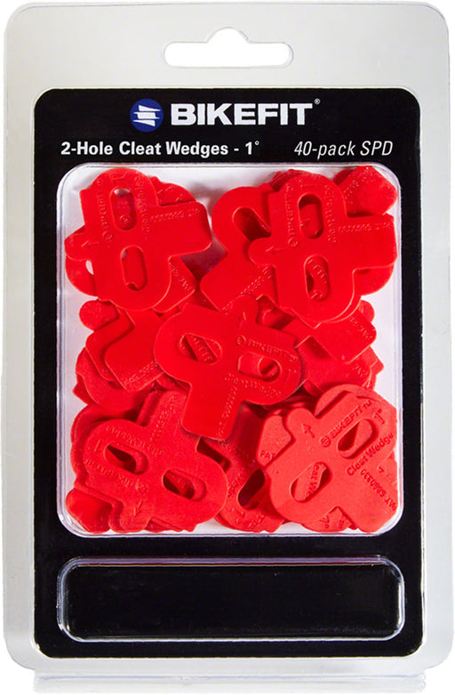 BikeFit Cleat Wedge - MTB/SPD Compatible, 2-Hole, 1 Degree, 40-Pack