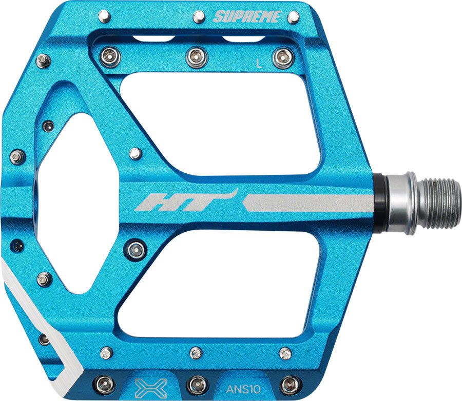 HT Components, ANS10, Supreme, Platform Pedals, Body: Aluminum, Spindle: Cr-Mo, 9/16'', Blue, Pair